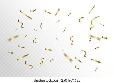 Confetti explosion on a transparent background. Shiny shiny golden paper pieces fly and spread around. vector illustratiob.simple design.eps 10