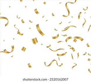 Confetti explosion on transparent background. Pieces of shiny gold paper flying and spreading. rotating, zoom, simple design, eps 10, Shiny golden paper cuts that fly and spread. lots and super bright