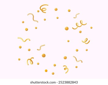 Confetti explosion on transparent background.  Gold confetti. Holiday, birthday. 3D Web Vector Illustrations.