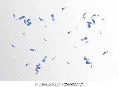 Confetti explosion on a transparent background. Shiny shiny bluepaper pieces fly and spread around. vector illustration	
