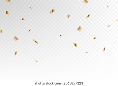 Confetti explosion on a transparent background. Shiny shiny golden paper pieces fly and spread around. vector illustration ,simple design. Vector illustration