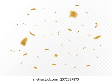 Confetti explosion on a transparent background. Shiny shiny golden paper pieces fly and spread around.simple design. EPS 10