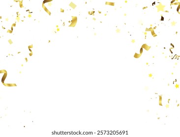 Confetti explosion on transparent background. Pieces of shiny gold paper flying and spreading. rotating ,colorful gold,zoom effect ,simple design