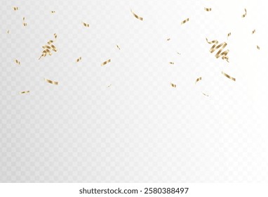 Confetti explosion on a transparent background. Shiny shiny golden paper pieces fly and spread around. vector illustration	,modern,vector eps 10