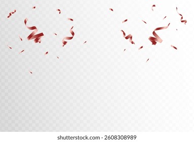 Confetti explosion on transparent background. Pieces of shiny gold paper flying and spreading. rotating ,simple design,red gradations,vector eps 10.