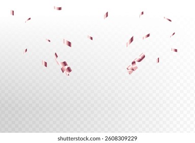 Confetti explosion on transparent background. Pieces of shiny gold paper flying and spreading. rotating ,simple design,red gradations,vector eps 10.