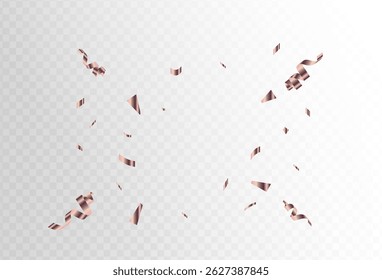 Confetti explosion on a transparent background. Shiny shiny golden paper pieces fly and spread around. simple design.