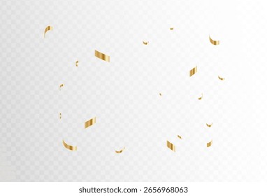 Confetti explosion on a transparent background. Shiny shiny golden paper pieces fly and spread around. vector illustration simple design