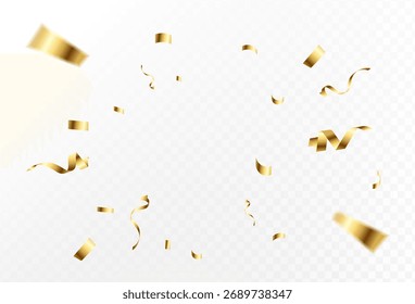 Confetti explosion on transparent background. Shiny golden paper pieces flying and spreading. zoom effect simple design.vector eps 10