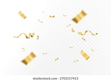 Explosão de confete em um fundo transparente. Papel dourado brilhante. Efeito de zoom,Vetor eps 10
