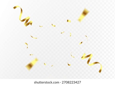 Explosão de confete em um fundo transparente. Papel dourado brilhante brilhante.simple.vetor