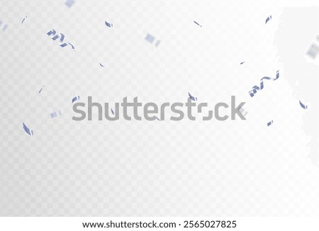 Confetti explosion on a transparent background. Shiny shiny soft blue paper pieces fly and spread around. vector illustration	