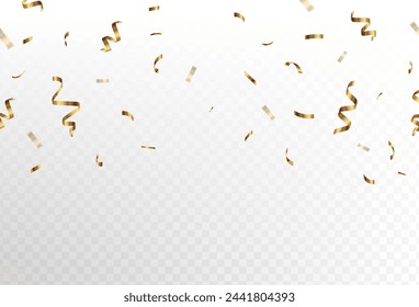 Confetti explosion on transparent background.Bank Sheet. Fly. Gold. Bright color. Vector illustration	
