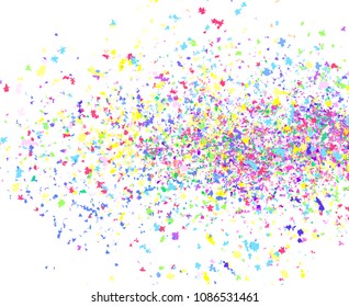 Confetti. Explosion. Texture with colored elements on white. Geometric background. Pattern for design. Print for banners, posters, flyers and textiles. Greeting cards