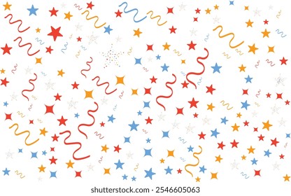 Fondo de caída de confeti. Cumpleaños, aniversario de boda, fiesta, evento, fuegos artificiales festivos. Confeti multicolor del carnaval en el fondo blanco.