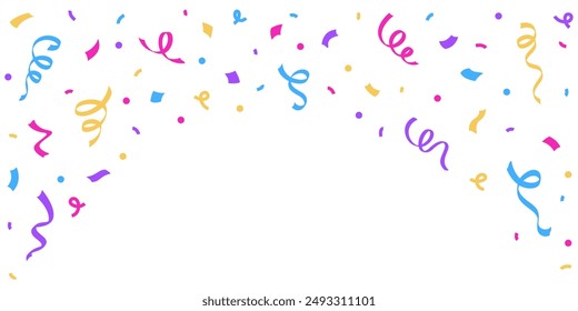 Confetti falling on background. Party festive firework. Carnival confetti isoltaed on white background.