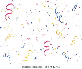 Confetti falling on background. Confetti vector banner background with colorful serpentine ribbons. holiday, birthday, Multicolored confetti