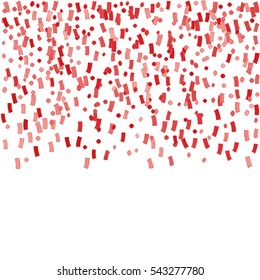 Confetti Falling On Transparent Background. Vector Illustration. Red 