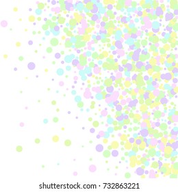 Confetti Falling on White Background. Pastel colors. Abstract Background for Invitation, Greeting card, Banner. Celebrating a Child's Birthday 
