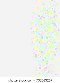 Confetti Falling on White Background. Pastel colors. Abstract Background for Invitation, Greeting card, Banner. Celebrating a Child's Birthday 