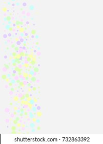 Confetti Falling on White Background. Pastel colors. Abstract Background for Invitation, Greeting card, Banner. Celebrating a Child's Birthday 