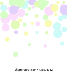 Confetti Falling on White Background. Pastel colors. Abstract Background for Invitation, Greeting card, Banner. Celebrating a Child's Birthday 