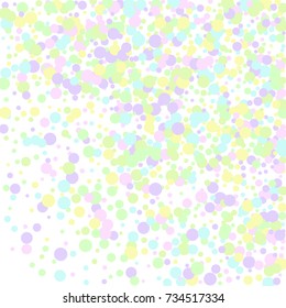 Confetti Falling on White Background. Pastel colors. Abstract Background for Invitation, Greeting card, Banner. Celebrating a Child's Birthday 