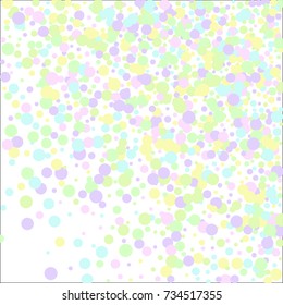 Confetti Falling on White Background. Pastel colors. Abstract Background for Invitation, Greeting card, Banner. Celebrating a Child's Birthday 