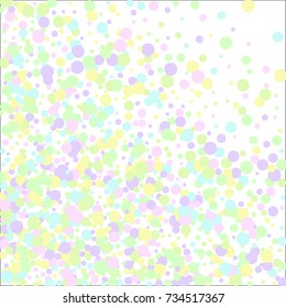 Confetti Falling on White Background. Pastel colors. Abstract Background for Invitation, Greeting card, Banner. Celebrating a Child's Birthday 
