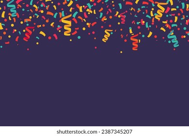 Confetti falling from the top explosion festive vector banner. Happy day celebration background vector illustration.
