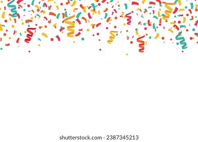 Confetti falling from the top explosion festive vector banner. Happy day celebration background vector illustration.