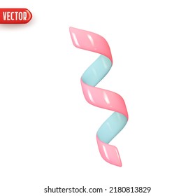 Confetti Festive decorative element. Spiral ribbon confetti and serpentine. Holiday decor. Realistic 3d design element In plastic cartoon style. Icon isolated on white background. Vector illustration