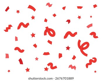 Confeti festivo sobre fondo transparente rojo