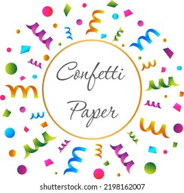  confetti firecracker carnival paper .Golden template for inscriptions on the background of paper confetti