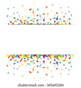 confetti and firework background, can be use for celebration, new year party, christmas card.  also design for web page, business sale banner, vector illustration