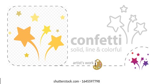 confetti flat icon. line icon