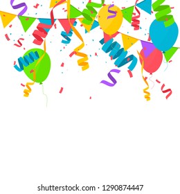 Confetti in flat style isolated on white background. Birthday Party concept. Festive vector illustration