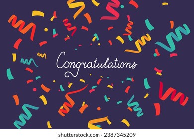 Confetti flies in different directions explosion festive vector banner. Happy day celebration background vector illustration.