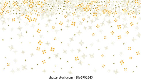 Confetti Floral Vector Background. Scattered Random Flowers. Decorative abstract tender dynamic backdrop. Spring Blossom. Celebration decorations, paper packaging, textile design, covers
