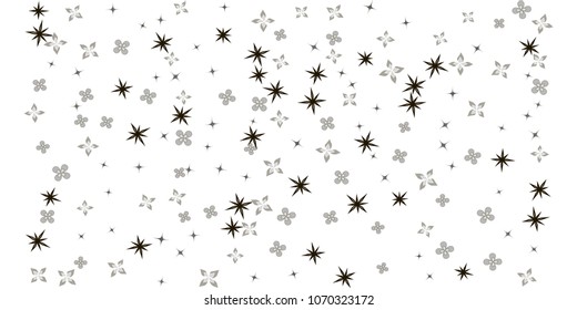 Confetti Floral Vector Background. Scattered Random Flowers. Monochrome Decorative abstract dynamic backdrop. Spring Blossom. Celebration decorations, paper packaging, textile design, covers
