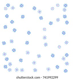 Confetti with flowers, bright colorful background, cute and fun decoration. Vector illustration for celebration, party, festive holiday. Design for cards, invitations