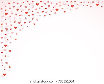 Confetti from flying hearts. Romantic frame, banner, postcard, valentine's day