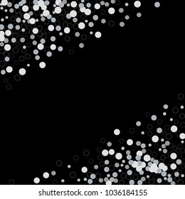 Confetti frame from circular particles. Abstract vector background. Dynamic colored celebration background with confetti circles and rings for holiday, decorations, paper packaging, textile, covers