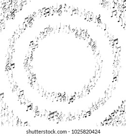 Confetti Frame of Vector Music Signs and Symbols. Music Festival Flyer Pattern Design. Piano Motif Texture. Poster Print Design Background.