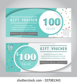 confetti gift voucher certificate coupon template, can be use for business shopping card, customer sale and promotion, layout, banner, web design. vector illustration