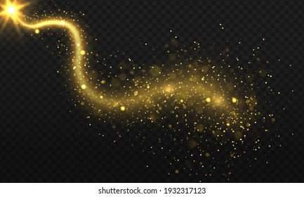 Confetti glittering wave. Sparkling magic dust particles. Christmas light effect.