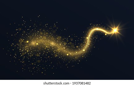 Confetti glittering wave. Sparkling magic dust particles. Christmas light effect.