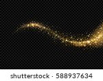 Confetti glittering wave. Vector golden sparkling comet tail on black background.