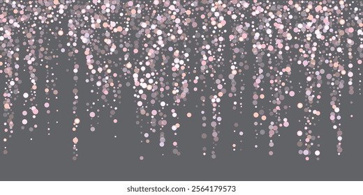 Confetti glittering wave. Vector golden sparkling comet tail on black background. Blurred Bokeh