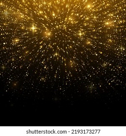Konfetti-goldener Hintergrund. Zauberhafte Staubpartikel im Raum. Weihnachtskonzept. Goldene Konfetti und glänzende Textur.